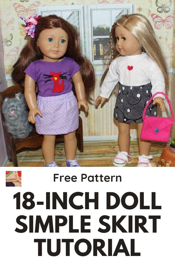 Simple 18-inch Doll Sized Skirt - pin