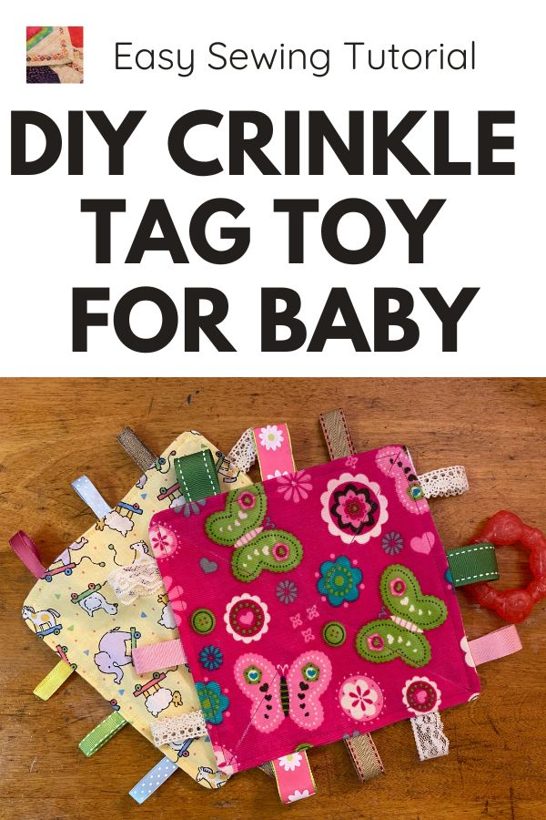DIY Crinkle Tag Toy for Baby - pin