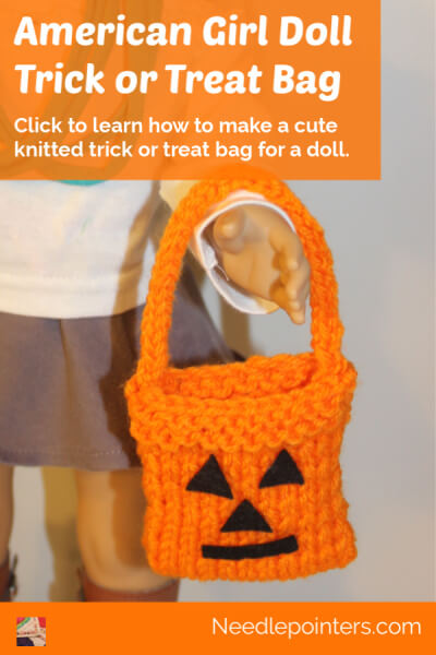 American Girl Doll Knitted Trick or Treat Bag - pin