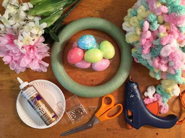 Easter Loop Yarn Wreath Tutorial - Supplies