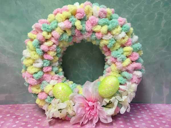 Easter Loop Yarn Wreath Tutorial Completed