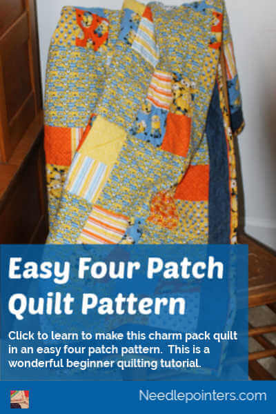 Easy Four Patch Quilt Pattern Tutorial - pin
