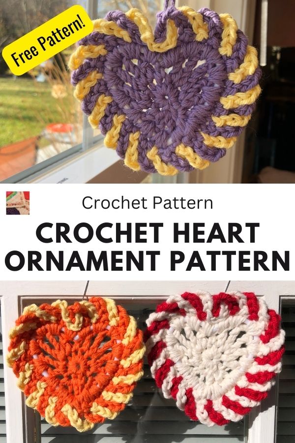 Free Crochet Heart Ornament Pattern - pin