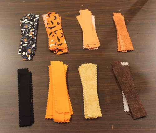 Fall No Sew Fabric Wreath - Strips in Piles
