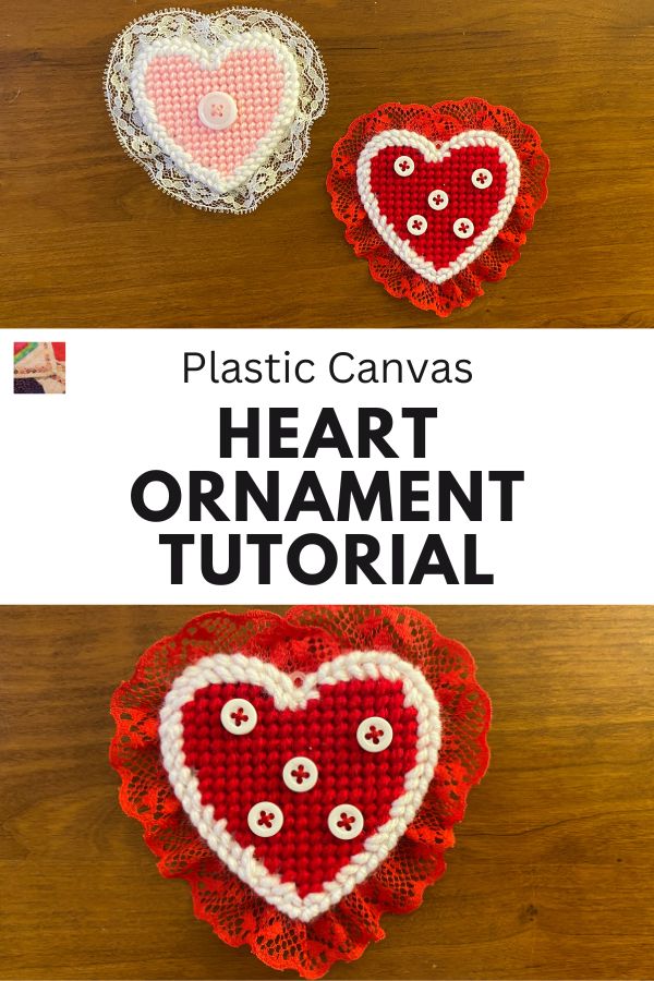 Heart Ornament Plastic Canvas - pin