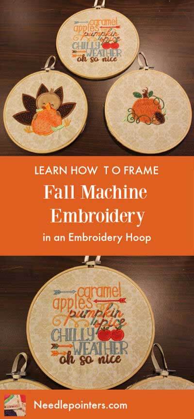 Learn how to Frame Fall Machine Embroidery in an Embroidery Hoop