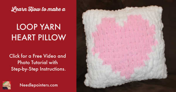 Loop Yarn Heart Pillow