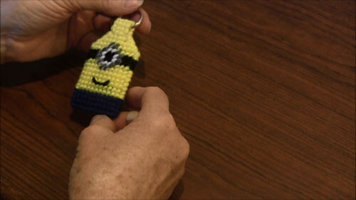 Minion Plastic Canvas Key ring - Completed