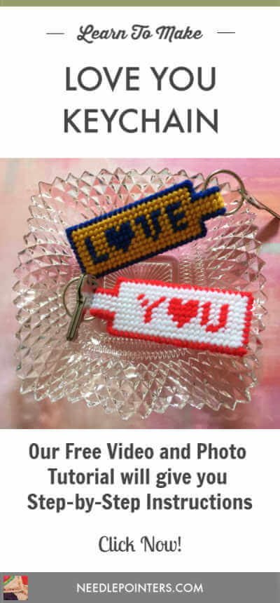 Plastic Canvas Love You Keychain Tutorial - Pin