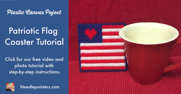 Plastic Canvas Patriotic Flag Coaster Tutorial - Facebook Ad
