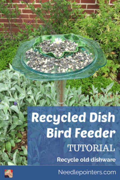 Recycled Dish Bird Feeder Tutorial - Pin