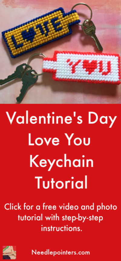 Plastic Canvas Love You Keychain Tutorial - Valentine Pin