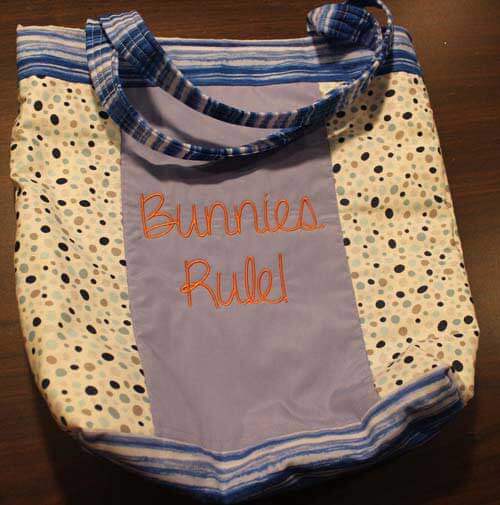 Sweet Pea Machine Embroidery Designs - I Love Bunnies Bag Project - Back