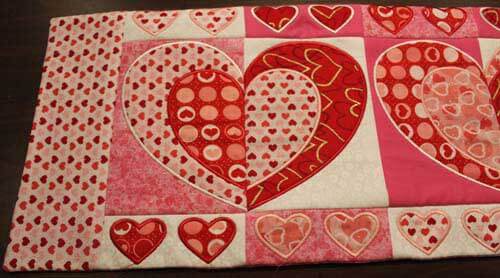 Sweet Pea Machine Embroidery Designs Heart Table Runner