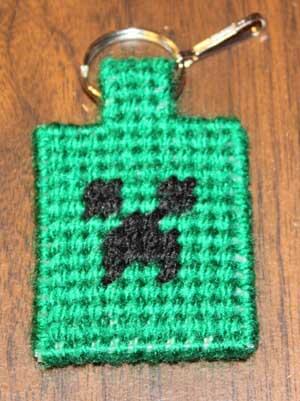 Minecraft Creeper Plastic Canvas Key ring