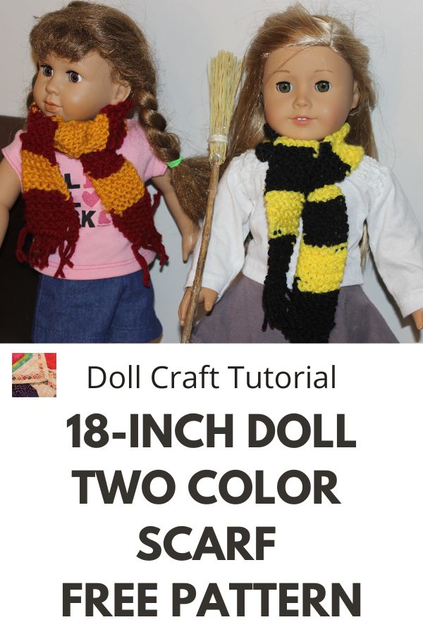 18-inch doll knit scarf - free pattern - pin