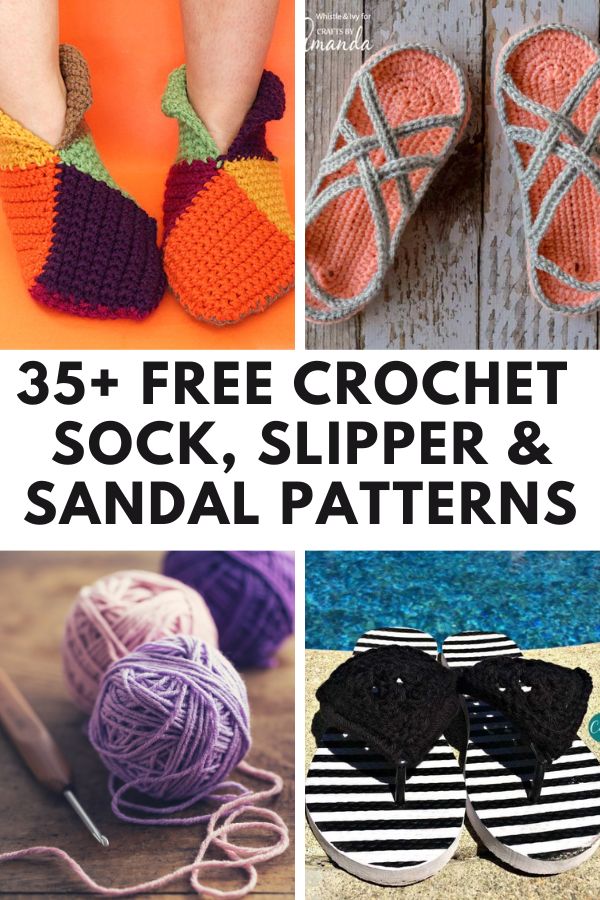 35+ Free Crochet Sock, Slipper and Sandal Patterns 