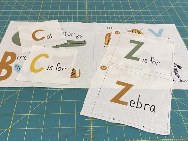ABC XYZ Cloth Book Page Sections Cut Out