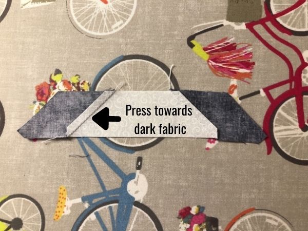 Accuquilt Hunters Star Block 11 Section 1 Iron Seams to dark back arrow