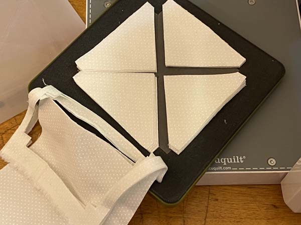 Accuquilt Windy Pinwheel Block White triangles cut