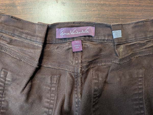 Alter Pants Waist 12 Showing Sewn Darts