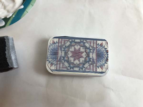 Altoid Tin Calendar Decoupage Wait to Dry