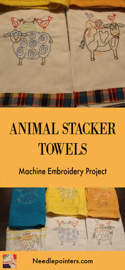 Animal Stackers Machine Embroidered Towels