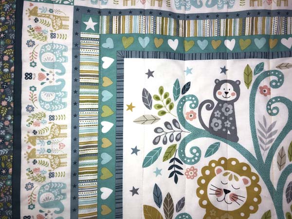 Baby Safari Panel Quilt Quilting Closeup