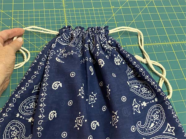 Bandana Drawstring Bag pulled closed