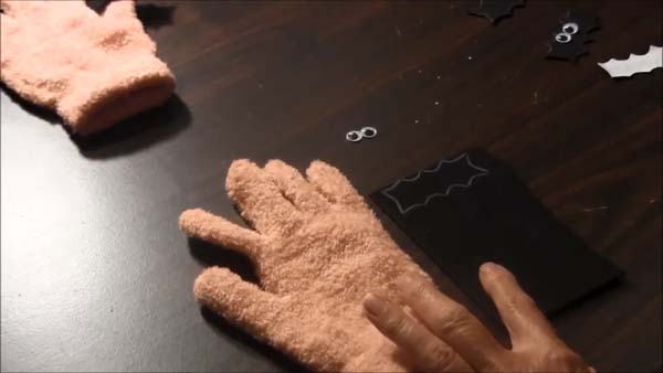 Bat Puppet Glove Traced on Craft Foam