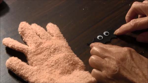 Bat Puppet Glove Googly Eyes Glued