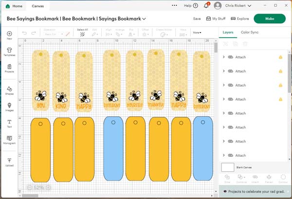 Bee Bookmarks Cricut Design Space Design Open