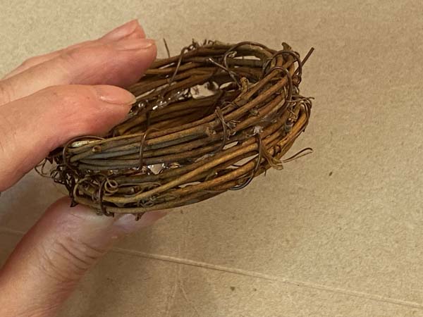 Bird Nest Ornament Glue mini wreaths together