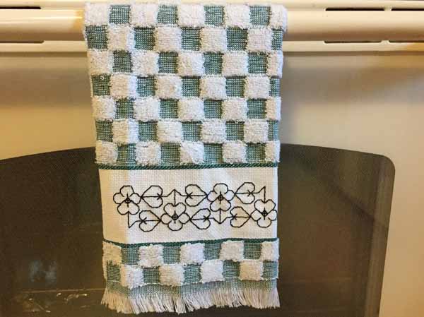 Sample of a Kitchen Towel with Blackwork decoration