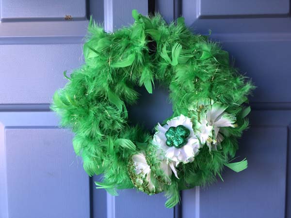 Feather Boa Wreath Hanging On Door