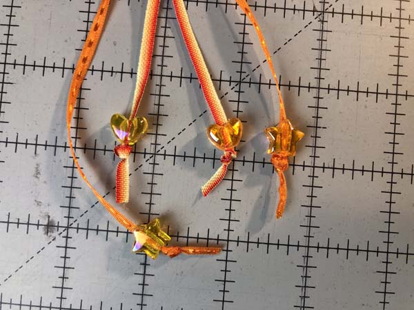 Braided Ribbon Barrette 29 Beads with Knots