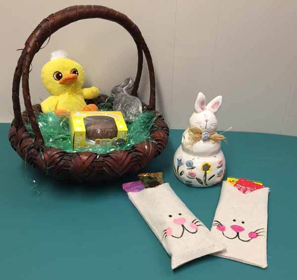 Fabric Bag Bunny Treat Bag Tutorial - Finished with Wicker Basket