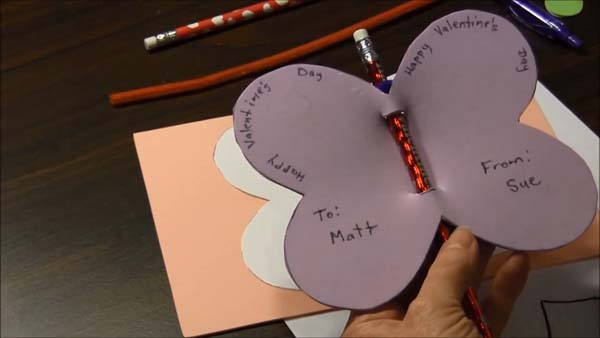 Butterfly Valentine Card 2 Greeting on Back