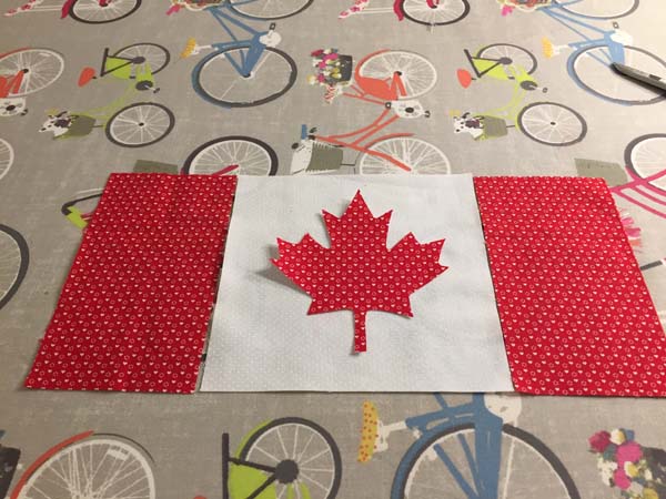 Candadian Flag Block Place Leaf on Fabric