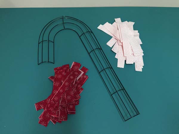 Candy Cane Rag Wreath Strips Cut