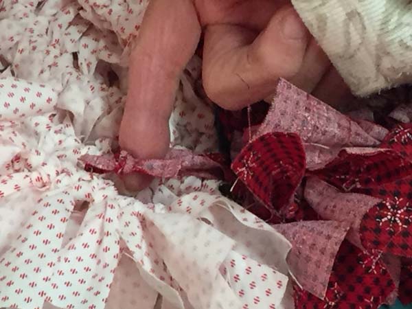 Candy Cane Rag Wreath Tie On Hanging Loop