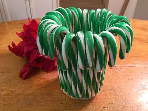 Candy Cane Vase - Gluing Candy Canes