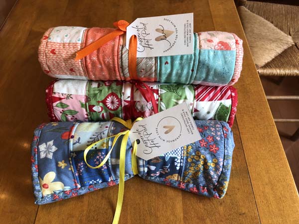 Casserole Hot Pad Rolled Up with Tags Stacked