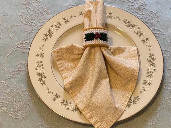 Homemade Christmas Napkin Ring On Plate
