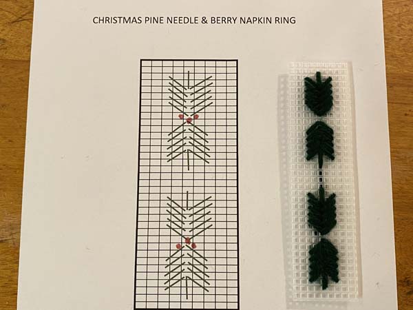 Christmas Napkin Ring Stitch Leaves