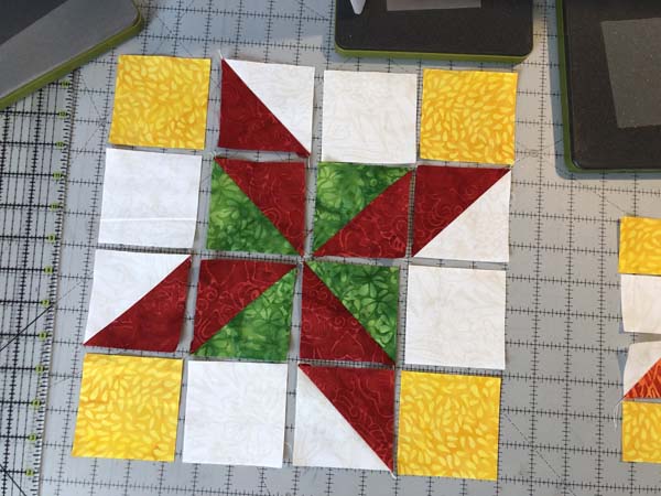 Clays Choice Block 26 10 inch block layout with sewn HST