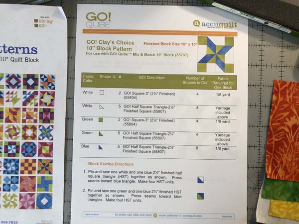 Clays Choice Block 3 Pattern Instructions