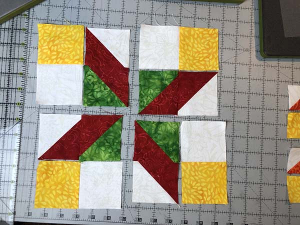 Clays Choice Block 32 10 inch Block Layout with Four Patch Half Sewn
