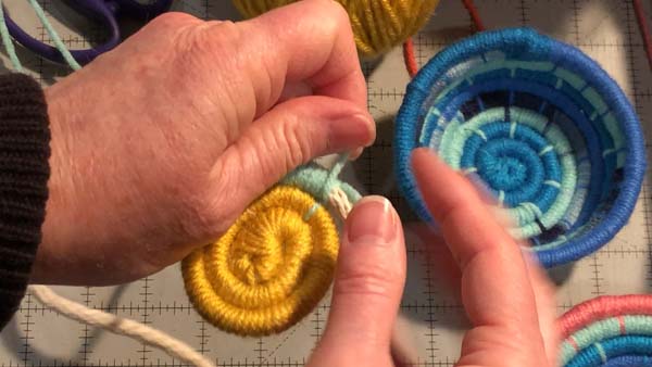 Coil Basket 31 Yarn to Top Ready to Wrap