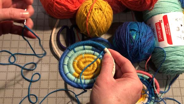 Coil Basket 34 Secure with cord partially on top of round